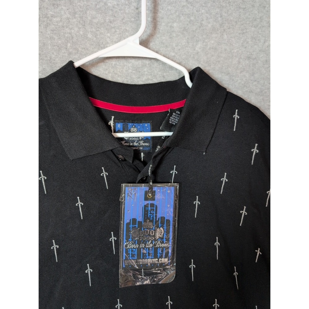 Troop NYC Born in The Bronx Polo Shirt Mens 2xl Embroidered Dagger Print Hip Hop - Picture 3 of 12